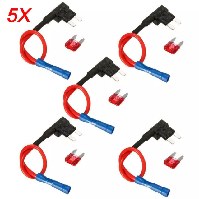 5Pcs Add A Circuit Mini Blade Fuse Splice Holder ATM APM Piggy Back Fuses Tap