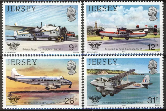Jersey 1984, Airplanes, Aviation set VF MNH, Mi 330-33 4€