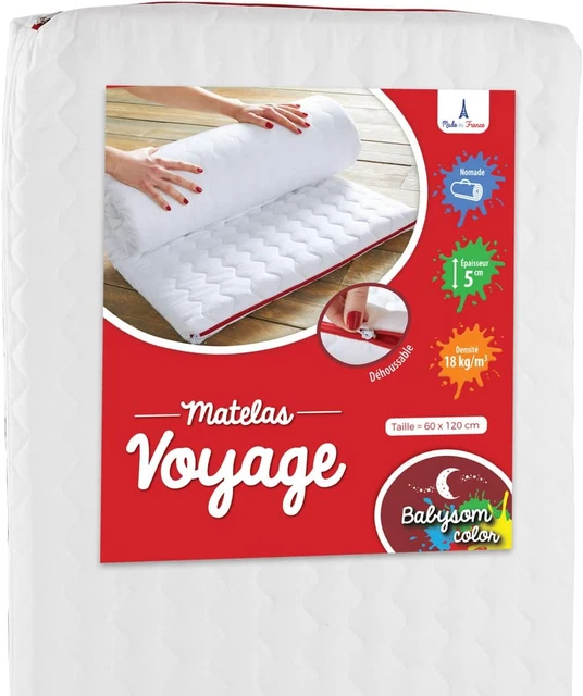 Babysom - Matelas de Voyage pour Bébé - 60x120 cm | Roulé : Idéal pour...