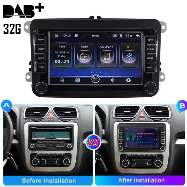 DAB+ Android 12 GPS Sat Nav Car Stereo Radio For VW Golf 4 Transporter T5 Passat