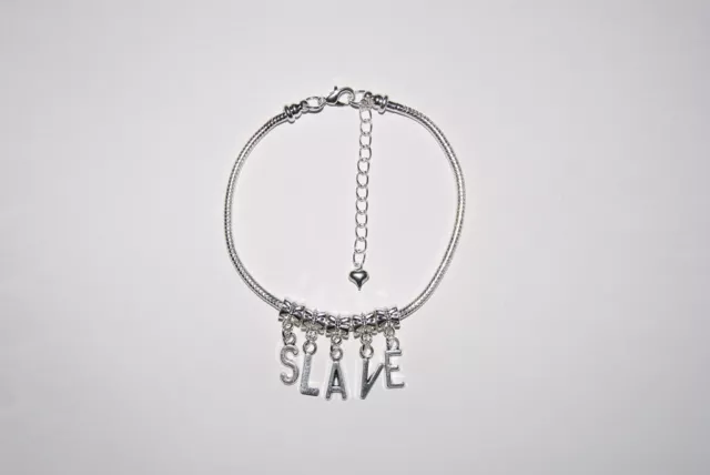 Submissive Anklet 'SLAVE' Euro Ankle Chain Jewellery Slut Gimp Cuckold Wimp SL