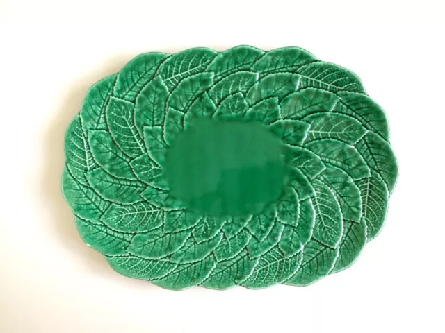 Jardin by Shafford Green Ceramic Leaf Pattern Oval Serving Dish Plate Platter