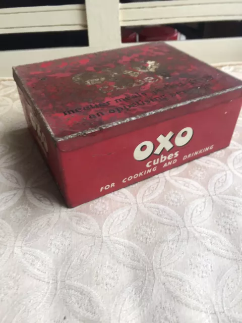 Vintage OXO Cube Tin Red 24x6s Ideal Lunch Box Food Advertising Memorabilia