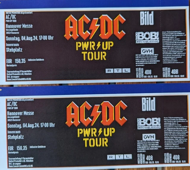 AC/DC PWR UP TOUR Tickets / Hannover / 04.08.2024 EUR 120,00 - PicClick DE