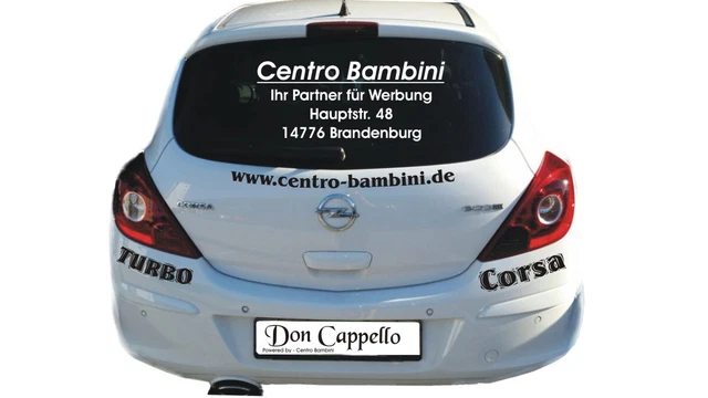 WERBUNG INDIVIDUELLE AUTOBESCHRIFTUNG Basic Aufkleber Heckscheibe 4 ...