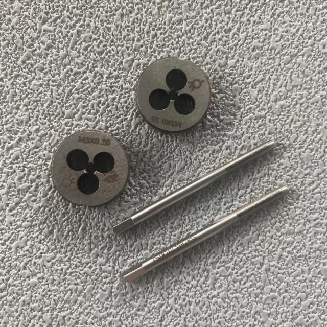 M3 x 0.35 HSS Tap and Die Set Thread Tap and Round Thread Die Right Hand Taper