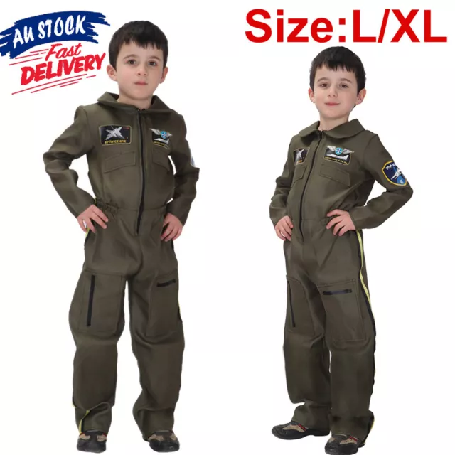 Air Force Costume Dress Boys Aviator Pilot Uniform Kids Fancy Outfit Jet Fighter