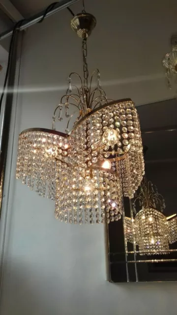 Lampadario vintage ottone cristalli + abt-jour crystal Vintage Chandelier Lustre