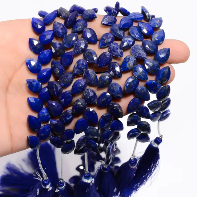 Natural Lapis Lazuli Gemstone Pear Shape Faceted Beads 10X7X4mm Strand 15-18Pcs