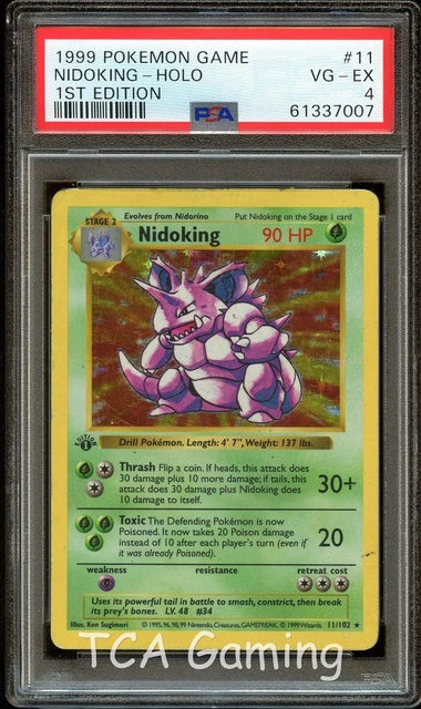 PSA 4 VG-EX Nidoking 11/102 HOLO RARE 1st Edition Base Set Pokemon Card 007