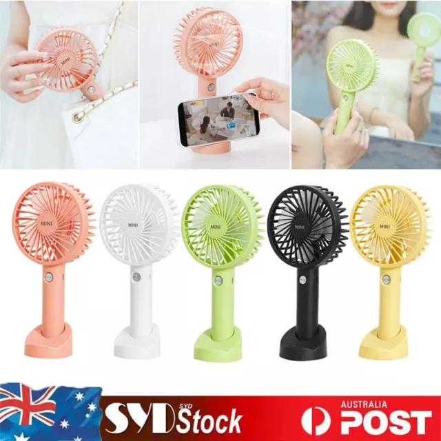 Mini Portable Hand-held Desk Fan Cooling Cooler USB Air Rechargeable 3 Speed AUS