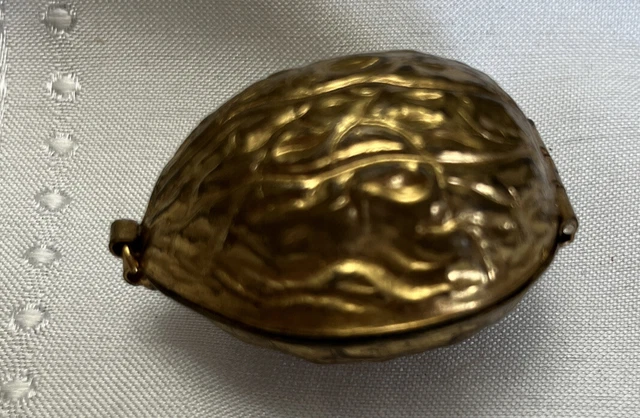 French antique Doll sewing Etui ormolu Walnut Shell