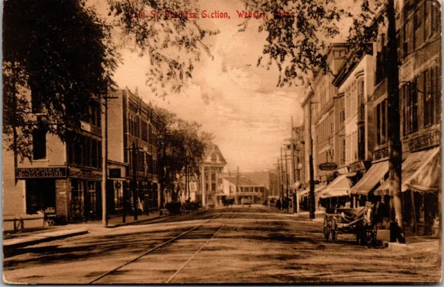 Vtg Webster Massachusetts MA Main Street View Business Section 1910s Postcard