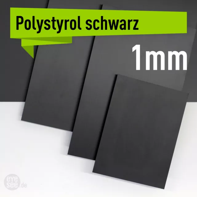 Polystyrol Platten PS Platte schwarz, verschiedene Größen, in der Stärke: 1,0 mm