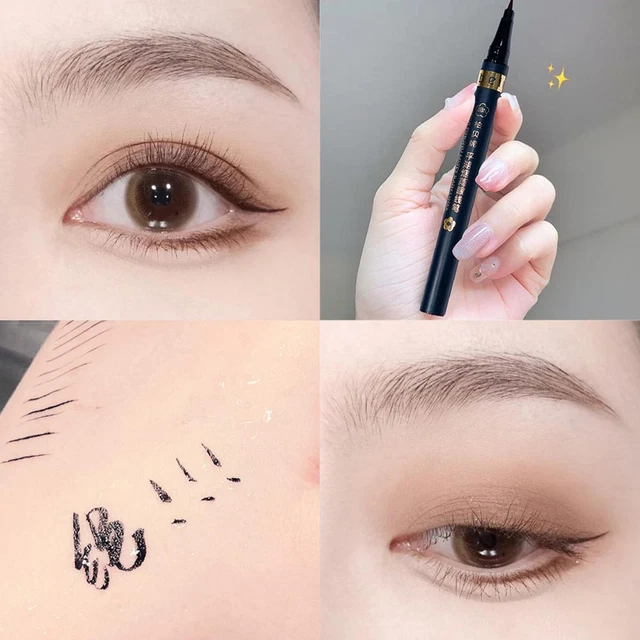Delineador de ojos lápiz líquido de maquillaje color duradero no halo tinción fácil comienzo 6T3E E4W2