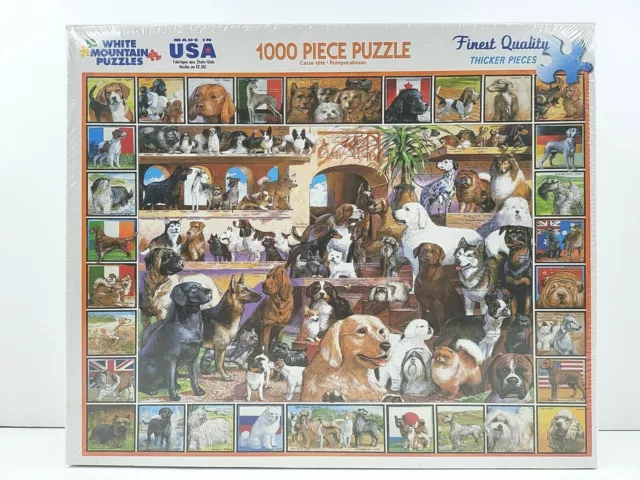 The World Of Dogs White Mountain 1000 Pc Puzzle Beagle Shepard Terrier Pets NEW