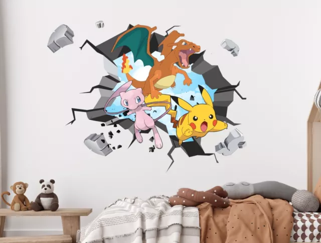 24 ICONIC POKEMON Peel & Stick Wall Decals Pikachu Pokeball Boys Room  Stickers 