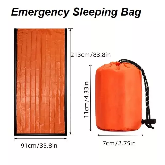 6pcs x Emergency Sleeping Bag/Bivvy, Water/Wind Proof, Reusable, 90x213cm