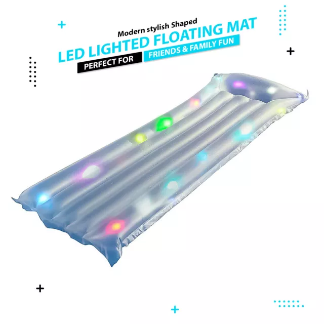 Led Lighted Jilong Inflatable Swimming Pool Floating Air Mattress Beach Lilo