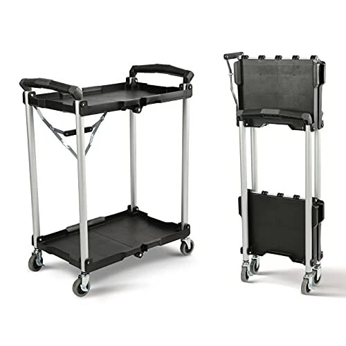 89-356 Pack-N-Roll Folding Collapsible Service Cart, Black, 50 Lb. Load