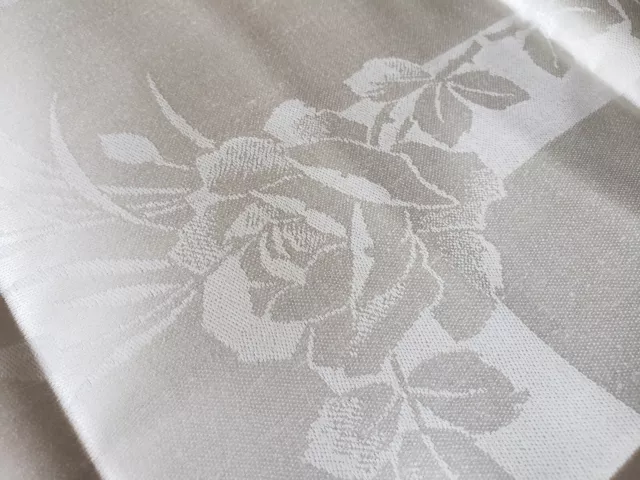 VTG White Irish Linen DOUBLE DAMASK Napkins ROSE Pattern 21" Square set of 6 NWT