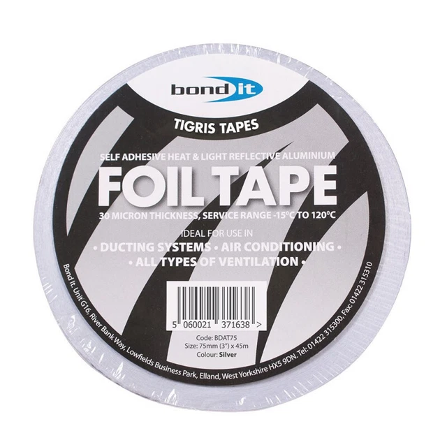 72mm x 45m Bond It Aluminiumfolie Band Handelspaket Box mit 16 Rollen