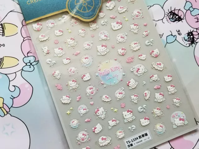 Hello Kitty Kawaii Sanrio Character 5D Embossed Nail Art Decals Stickers 1 Sheet