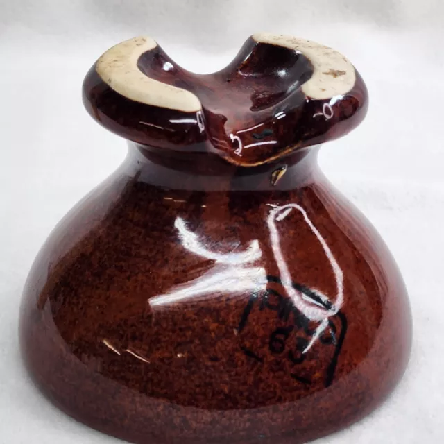 Vintage Brown Ceramic Porcelain Saddle Pinco 63 Insulator