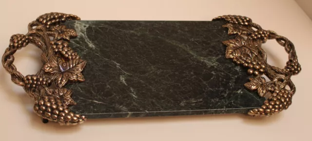 Green Marble Cutting Cheese Tray with Grape Design Handles