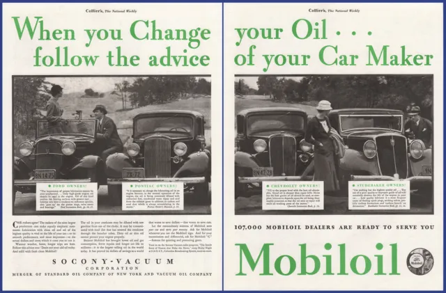 Vintage 1933 MOBILOIL Motor Oil Garage Gas Station Ephemera 1930's Print Ad