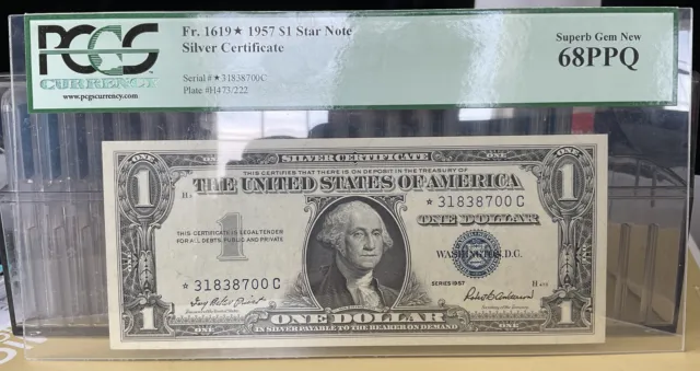 Fr. 1619 1957 $1 Star Note Silver Certificate PCGS 68PPQ Superb Gem New