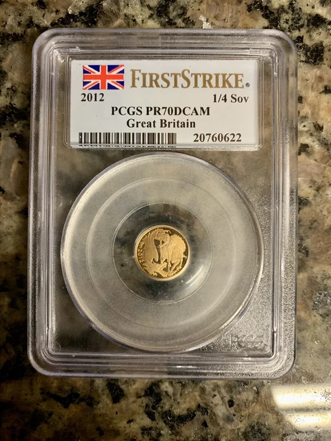 2012 Great Britain Diamond Jubilee Gold Quarter 1/4 Sovereign FS PCGS PR70DCAM