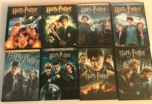 Harry Potter Complete 8 Movie DVD Lot JK Rowling Fantasy Hogwarts Fantasy