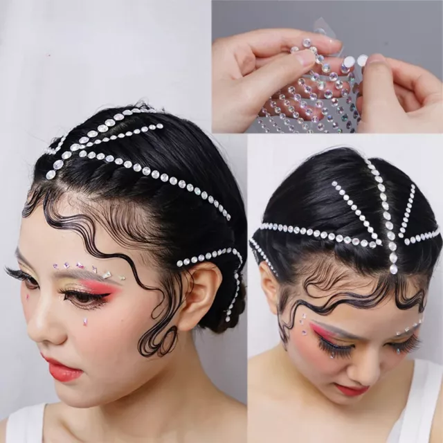 1Pc Ceja Pelo Maquillaje Pegatina 3D Diamante Cara Joyería Tatuaje Brillante < 2