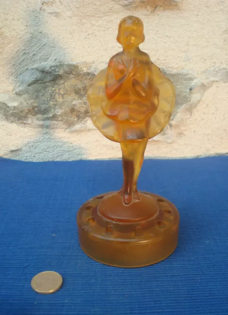 V53 Statue Femme Verre Moulé Art Déco Erotique erotica nue statuette pique fleur