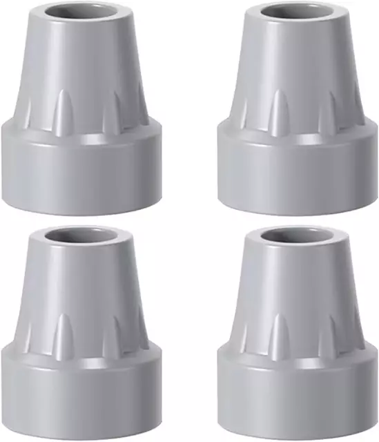 Heavy Duty Gray Rubber Crutch Tips, 4 Pack, 7/8 Inch