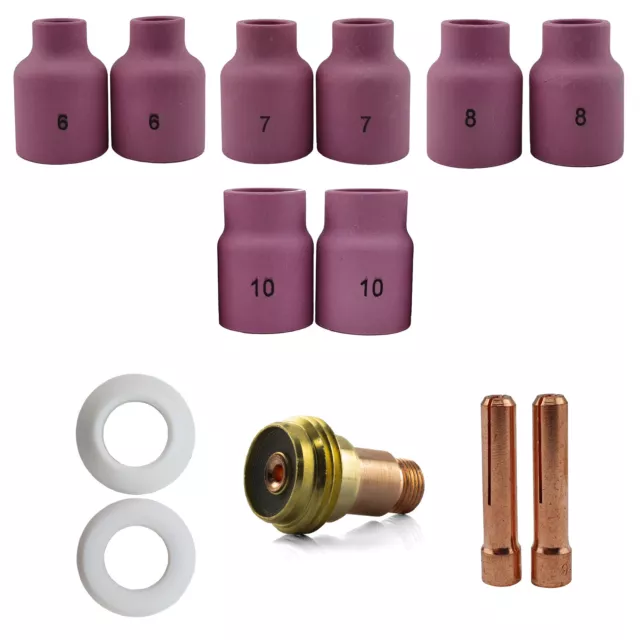 TIG Gas Lens Collet Body STUBBY KIT 2.4mm - 17/18/26 -WP SR- Gas Saver