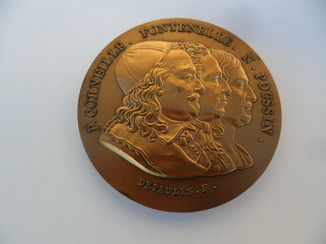 Médaille Argent Poussin Corneille Fontenelle Pendentif Science