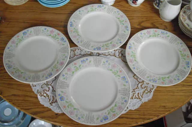 Vintage Syracuse China BLOSSOM TIME Old Ivory O.P.CO  9 3/4" Plates Flowers~ Set