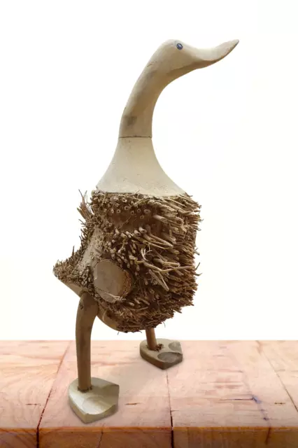 Anatra Bambù Radica Scultura Figura Animale Decorazione Giardino Terrazza