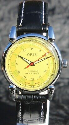 Vintage Mechanical Wristwatch 17 Jewels FHF ST96 HAND WIND Yellow Dial Swiss