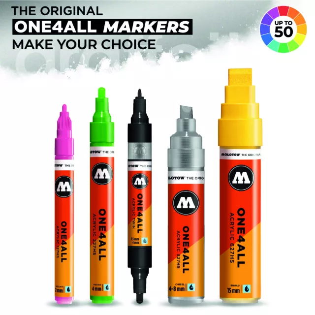 Molotow One4all Acrylfarbe Marker Sortiment - halbglänzend nachfüllbar Multisize Stift