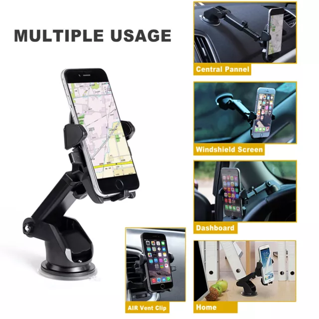 Universal 360° Windshield Car Mount Holder Phone Stand For GPS Mobile iPhone 15 2