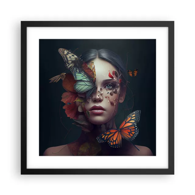 Affiche Poster 40x40cm Tableaux Image Photo Papillons Affronter Femme Wall Art