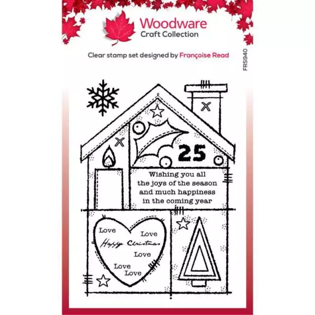 Woodware Christmas House Snowflake 2 Piece Clear Stamp Set Christmas Card Making