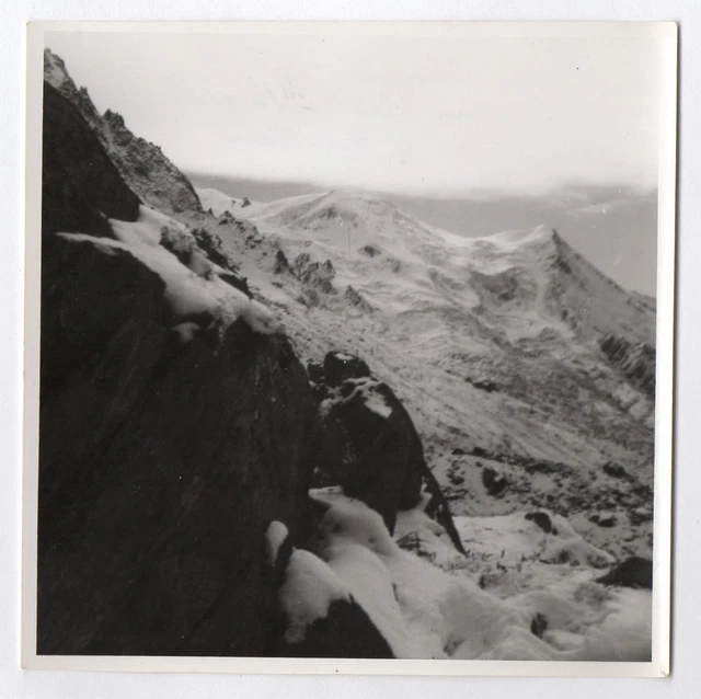 1954 Alpine mountain landscape photo Chamonix Aiguille Le Mont Blanc snow winter