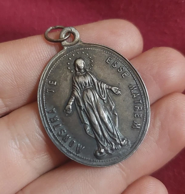 MÉDAILLE RELIGIEUSE ARGENT Massif Vierge Miraculeuse Pendentif Médaillon 386267597688