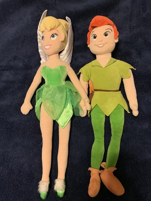 Disney Peter Pan And Tinker Bell 21” Plush Dolls Great Condition