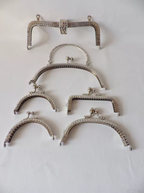 Silvertone Metal Frame Bag Purse Sew In / Glue In Frame : 6 designs