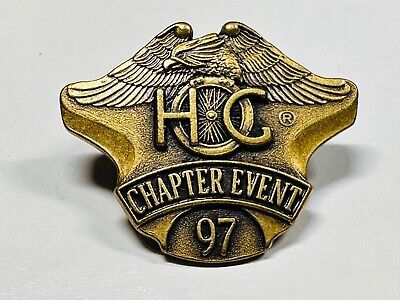 Old Harley Davidson MC Vest Cast Label Pin Owner's Group Hog Chapter Event 1997